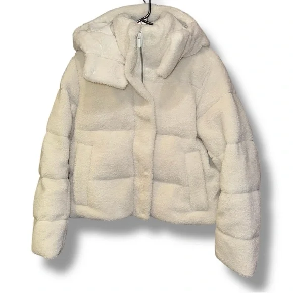 NWOT Lululemon Wunder Puff Cropped Jacket Texture Fleece Goose Down Bone sz 6 - Picture 8 of 16